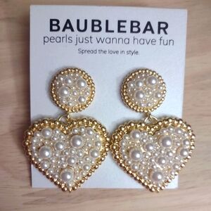 Baublebar Valentine Heart Gold Pearl Cluster Earrings Y2K Bling